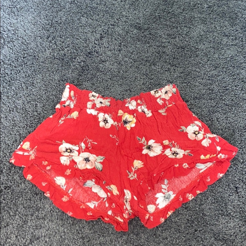 Sky and Sparrow Red Flower Print Shorts